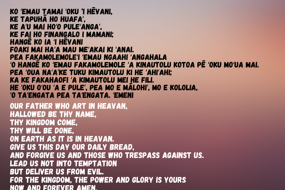 The Lords prayer in Tongan